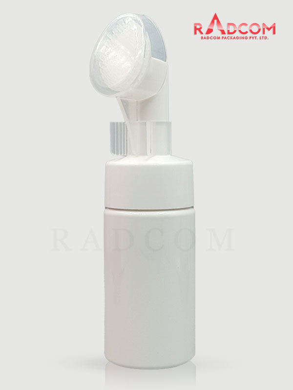 150ML Opaque Foaming Bottle with White Brush Pump with Clear Over Cap